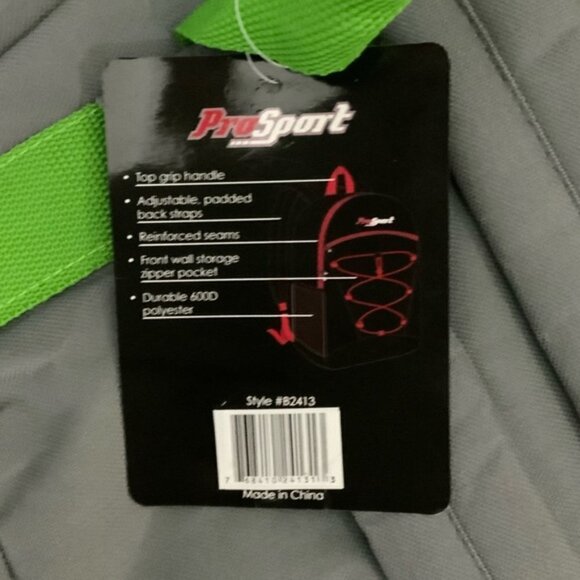 Pro Sport Backpack Day Hike School Book Bag Adjustable Padded Straps Grey Green - Picture 4 of 15